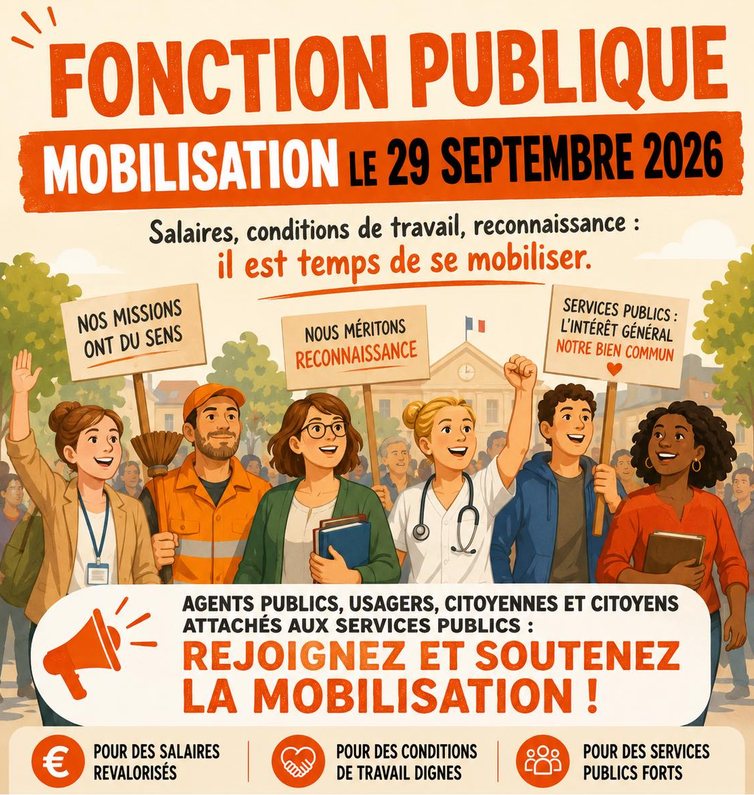 Mardi 29 septembre : mobilisation pour une augmentation des salaires dans l’ensemble de la Fonction publique. 