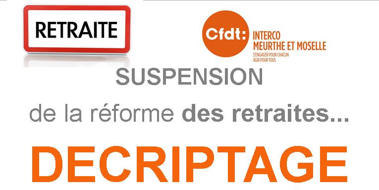 Suspension de la réforme de la retraite......décriptage.